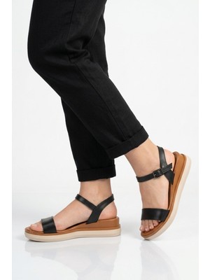 Ayakmod Siyah Hafif Yumuşak Taban Kadın Sandalet 335333 Z