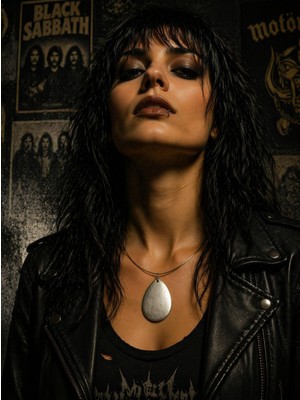 Vintage Takı Vintage Gümüş Kaplama Metal Damla Kolye : Retro Rock Halka Damla Kolye