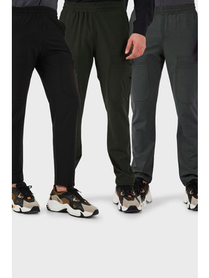 Buratti Normal Kalıp Kargo Cepli Lastikli Bel Trekking ve Kurye 3'lü Paket Pantolon Erkek Pantolon 693710S3