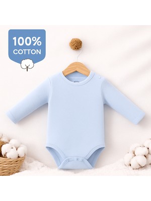 Angeltouch %100 Pamuklu Kız Erkek Body Uzun Kol Penye Bisiklet Yaka Renk Seçenekli