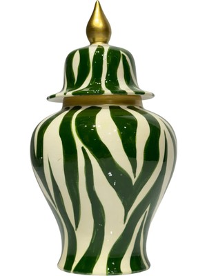 Lara Decor Yeşil Zebra Desen Mini Şah Küp
