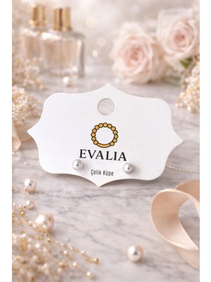 Evalia Inci Küpe - Gri Inci Top Çelik Küpe 4mm