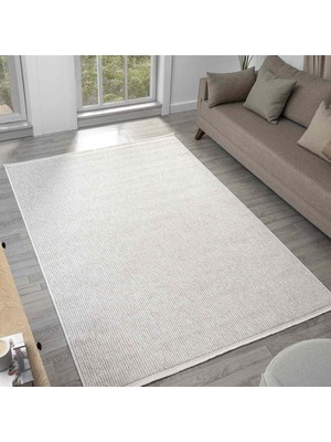 Pera Halı Krem Bukle Dokulu Düz Renk Modern Halı - BK0360