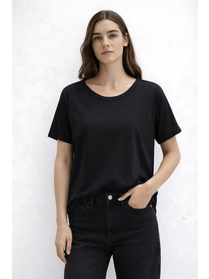 Fashion Friends Pamuk ve Modal Karışımlı Yuvarlak Yaka Bluz Bayan Bluz 26Y0309K1