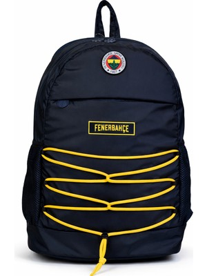 Fenerbahçe Lisanslı Ipli Sırt Çantası - 3 Bölmeli Laptop Gözlü Sarı Lacivert Okul Çantası