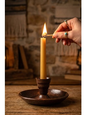 Turna Bakır Kulpsuz Metal Nostalji Mumluk & El Şamdanı Kendinden Iğneli Acı Kahve TURNA2623-11