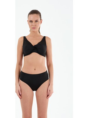 Louren Kadın Siyah Kalın Kenarlı Kaplı Balenli Toparlayıcı Bikini Takımı