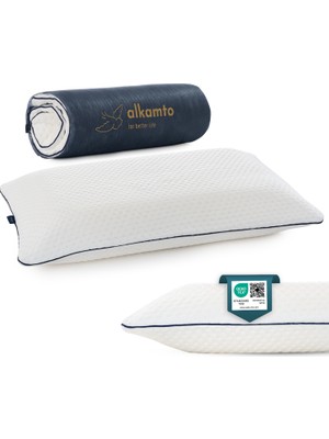 ALKAMTO Visco Ortopedik Boyun Destekli Uyku Yastığı 70X45X12 cm | Hipoalerjenik Hafızalı Sünger