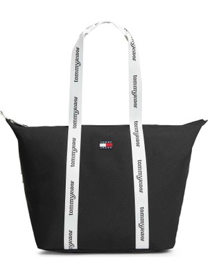 Tommy Hilfiger Tommy Hılfıger Kadın Marka Logolu Günlük Kullanıma Uygun Siyah El Çantası AW0AW18461 Bds