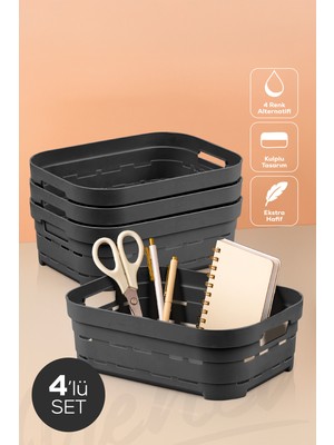 PremiumPort 4'lü 2,8 Litre Delikli Saklama Kutusu, Pratik ve Şık Tasarım