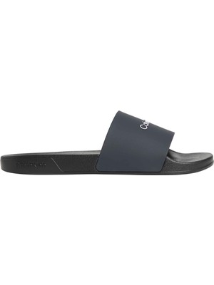 Calvin Klein Calvın Kleın Erkek Marka Logolu Şık Görünüşlü Tek Bantlı Kalın Tabanlı Kaymaz Rahat Dayanıklı Terlik Lacivert Terlik HM0HM02107 0zr