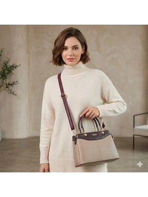 Nas Bag Kadın Şık El ve Omuz Çanta Kum Kahve Victoria
