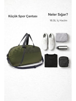 Kaff Küçük Boy Haki Önü Cepli Ayarlanabilir Omuz Askılı El Seyahat Spor Çantası -00833