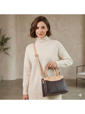 Nas Bag Kadın Şık El ve Omuz Çanta Kahve Camel  Victoria