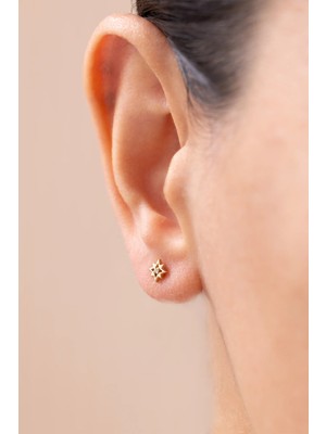 Zeyd Jewelry Minimal Yıldız Model 14 Ayar Altın Küpe