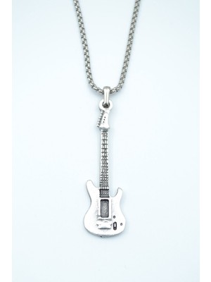IDR Elektro Gitar Gümüş Kaplama Örme Zincir Kolye