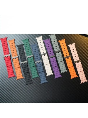 Pileli Store Newface Apple Watch 42MM Magnus Mıknatıslı Silikon Kordon - Siyah