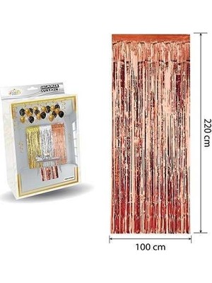 Patladı Gitti Metalize Arka Fon Kapı Perdesi Rose Gold 100X200 cm