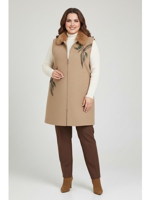 Eskişehir Mağazacılık 915 Alzeta Yakası Kürklü Kaşe Yelek