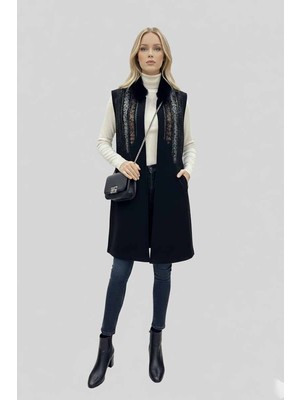 Eskişehir Mağazacılık 928 Alzeta Yakası Kürklü Kaşe Yelek