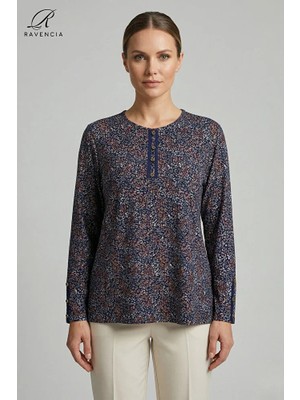 Ravencia Kadın Leopar Desen Baskılı Simli Likralı Anne Penye Bluz