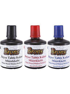 Brons 3'lü Set Doldurulabilir Tahta Kalemi Mürekkebi 100 ml Renkli Yazı Tahtası Kalemi