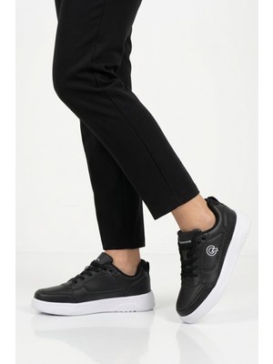 Walkway Siyah Beyaz Bağcıklı Hafif Esnek Unisex Günlük Ayakkabı BST-2081 G