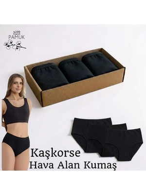 Qulothes Organik Kraft Kutuda 3 Lü Yüksek Bel Hava Alan Kumaş Ribana Pamuklu Kadın Külot