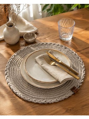 Hasır Amerikan Servis 32 cm Bej Rossev