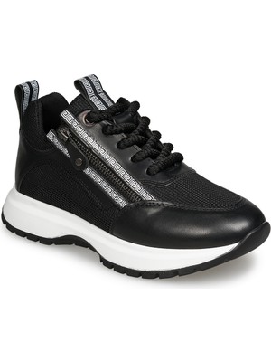 Zeytuk Siyah Sneakers Deri-Tekstil Kadın Ayakkabı