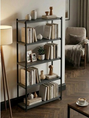 Pratico Orion 5 Raflı Metal Antrasit - Çok Amaçlı Kitaplık