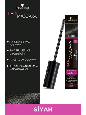 Schwazrkopf Hair Mascara Schwarzkopf Siyah Saç Maskarası Krem Formda Anında Beyaz Kapatma Etkisiyle 16 ml