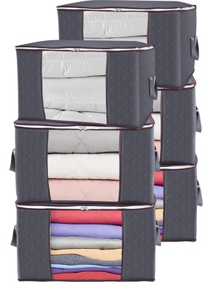 PremiumPort 6'lı Gri Yastık Yorgan Kazak Hurcu Seti, 75X40X40 Cm, Şık ve Kullanışlı