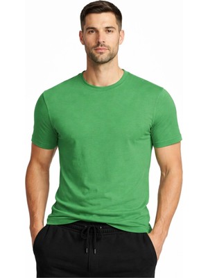 Organickid Basic Erkek Flamlı Yeşil Kısa Kol T-Shirt