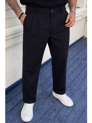 Damga Erkek Yüksek Bel Regular Fit Siyah Kumaş Pantolon