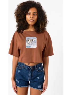 Babymonster Forever Kahverengi Kadın Crop Tshirt
