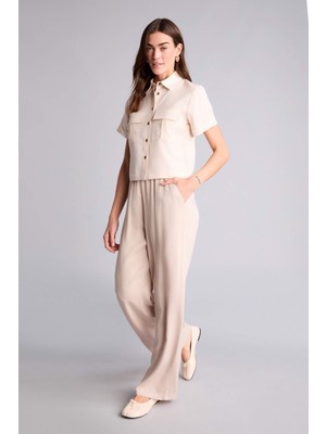 DeFacto Florida Florıda Cepli Yüksek Bel Geniş Paça Belmando PANTOLON J8738AZ26SM