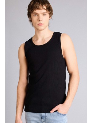 DeFacto %100 Pamuk Slim Fit Bisiklet Yaka Ribana Atlet E0446AX26SM
