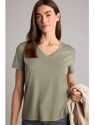 DeFacto Regular Fıt V Yaka Basıc Düz Kısa Kollu TIŞÖRT W9204AZ26SM