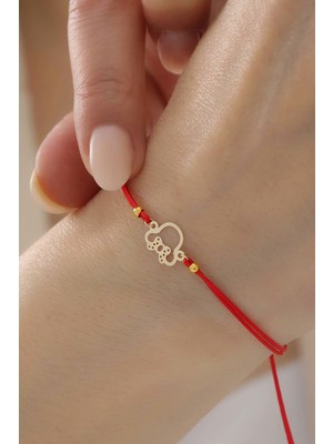 Bayar Gold 14 Ayar Altın Minnie Kırmızı İpli Bileklik