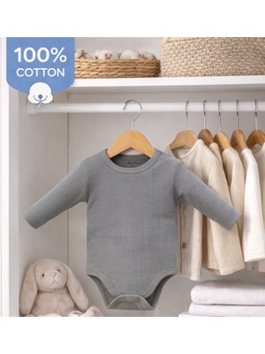 Angeltouch %100 Pamuklu Kız Erkek Body Uzun Kol Raporlu Bisiklet Yaka Çok Renkli