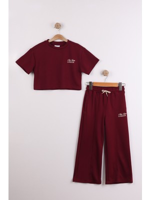 Joy Kids Kız Çocuk Modal Kumaş Baskılı Basic Takım (6-13YAŞ) (Bordo)