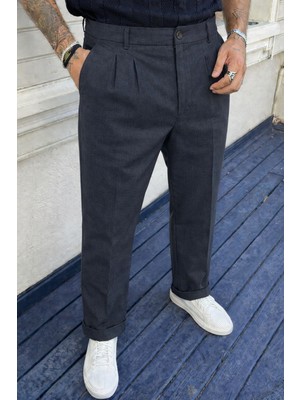 Damga Erkek Yüksek Bel Regular Fit Füme Kumaş Pantolon
