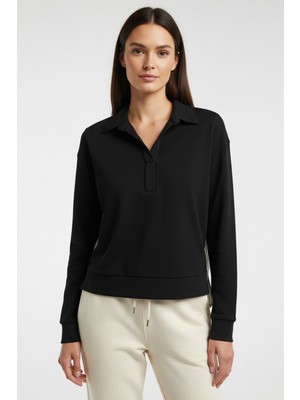 Allyco Sırtı Çizgili Gömlek Detaylı Örme Sweatshirt