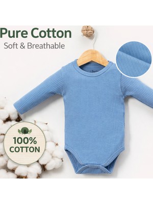Angeltouch %100 Pamuklu Kız Erkek Body Uzun Kol Raporlu Bisiklet Yaka Çok Renkli