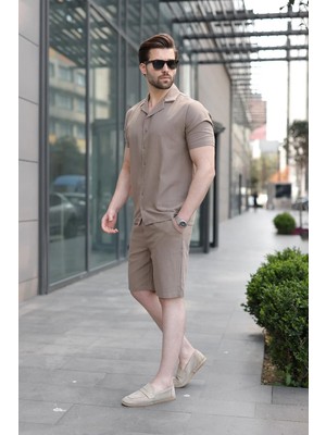 Madmext Vizon Erkek Gömlek Şort Takımı 5956