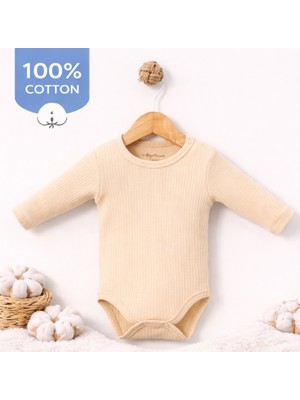 Angeltouch %100 Pamuklu Kız Erkek Body Uzun Kol Raporlu Bisiklet Yaka Çok Renkli
