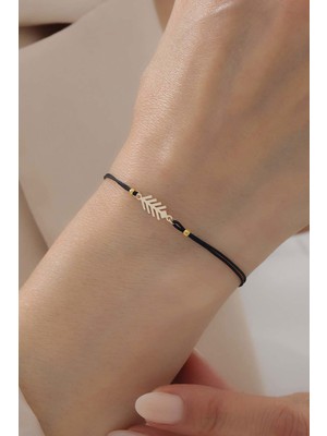 Bayar Gold 14 Ayar Altın Anadolu Bereket Sembolü Siyah İpli Bileklik