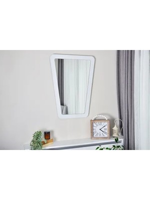 Vivense Dfn Wood Atria Dekoratif Konsol Aynası, Beyaz, 100X75