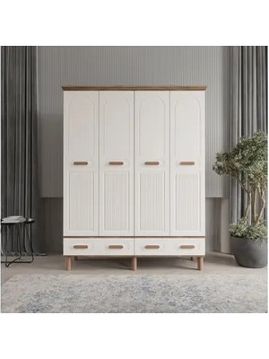 Vivense Safir Gardırop Krem, 4 Kapaklı